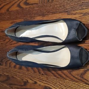 Nine West Black Open-Toe Silk Heels